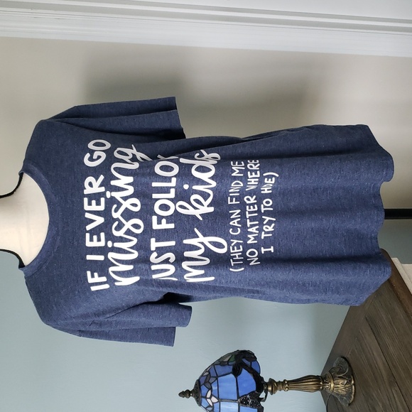 Unknown Tops - Purpley Grey Short Sleeve T-shirt with Statement